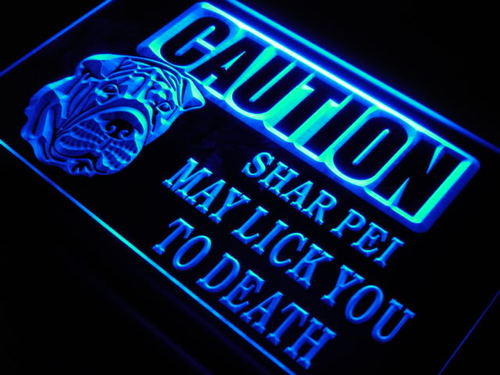 Caution Shar Pei Lick Dog Pet Neon Light Sign